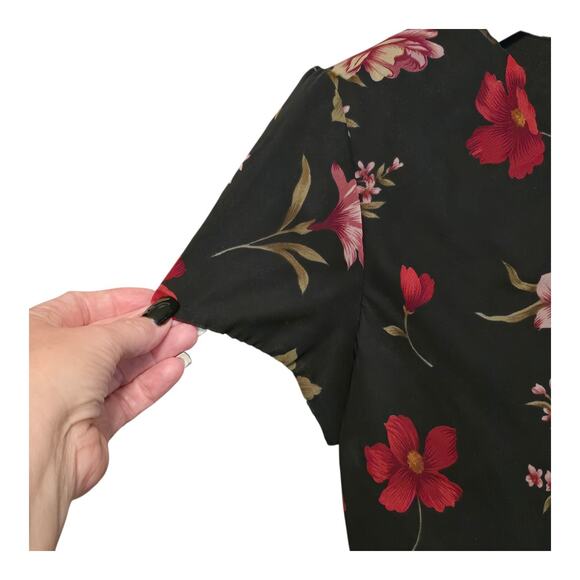 Miss Dorby Vintage Chiffon Dark Floral Top Size 16 Black Whimsigoth Romantic - Picture 5 of 8